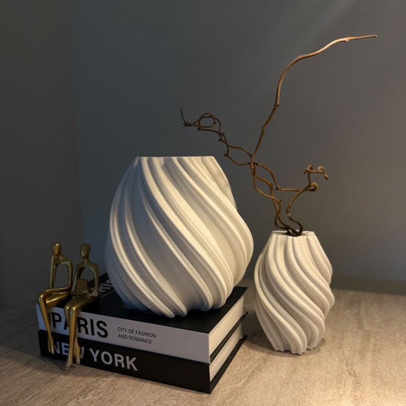 3D vazų setas, baltos spalvos, 26x20/18x12 cm