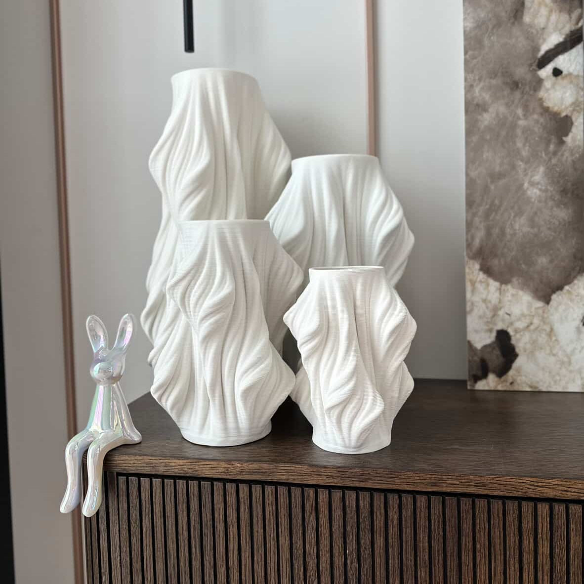 Vazų "MEDA" 4 vnt., baltos spalvos, 46x24x18/36x22x12/26x22x12/19x14x9 cm