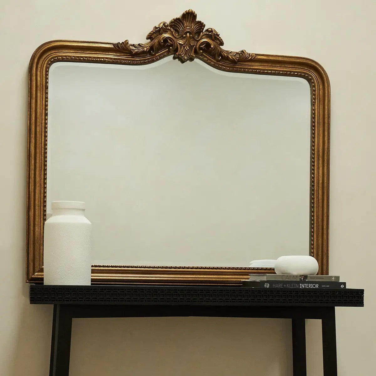 JAME - PAKABINAMAS/PASTATOMAS VEIDRODIS, KLASIKINIS AUKSO, MEDINIU RĖMU, 113X100 CM