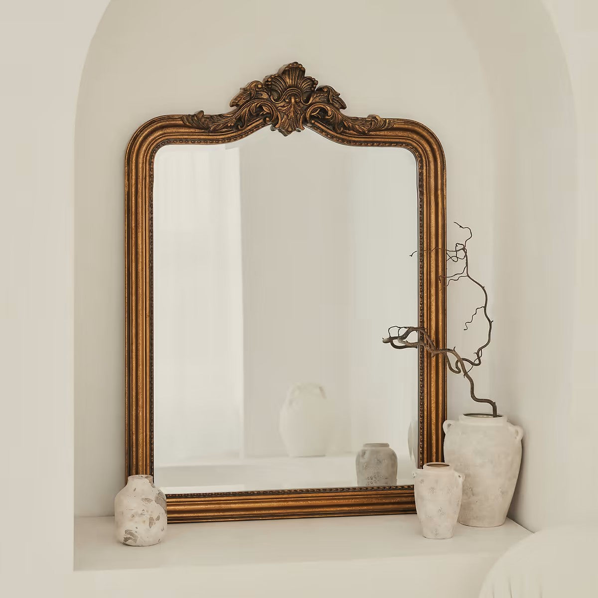 JAME - DIDELIO FORMATO PAKABINAMAS/PASTATOMAS VEIDRODIS, KLASIKINIS AUKSO/ MEDINIS VEIDRODIS , MEDINIU RĖMU, 110X80 CM