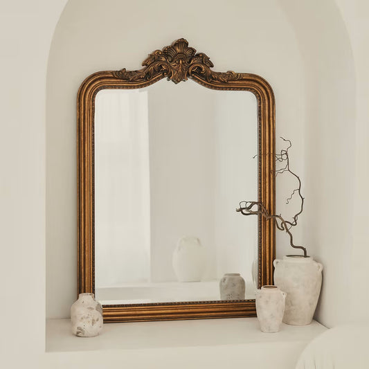 JAME - DIDELIO FORMATO PAKABINAMAS/PASTATOMAS VEIDRODIS, KLASIKINIS AUKSO/ MEDINIS VEIDRODIS , MEDINIU RĖMU, 110X80 CM