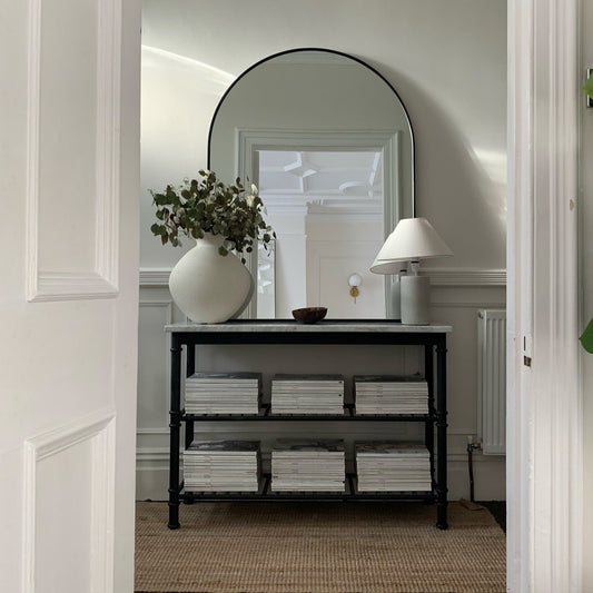 LIBE - ARKOS FORMOS PAKABINAMAS/PASTATOMAS VEIDRODIS, JUODU METALINIU RĖMU, 120X90 CM