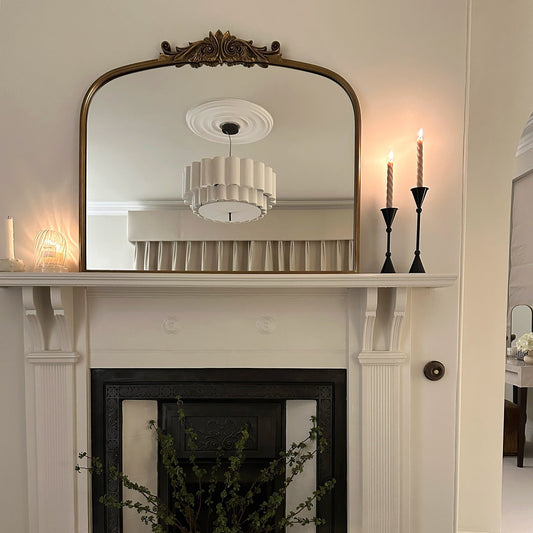 AMELI - PAKABINAMAS/PASTATOMAS ŽIDINIO VEIDRODIS, SENDINTOS AUKSO SPALVOS, METALINIU RĖMU, 100X87 CM