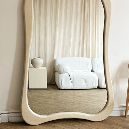 ARCVA - NESTANDARTINĖS FORMOS PAKABINAMAS/PASTATOMAS VEIDRODIS, MICROCEMENTO SPALVOS, 190X120 CM