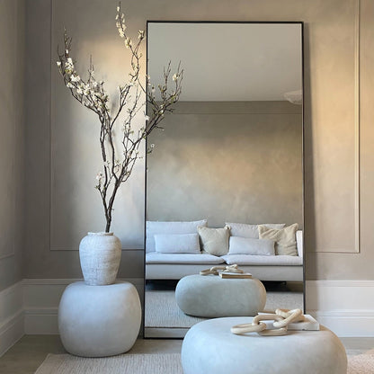 TEO - STAČIAKAMPIO FORMOS PAKABINAMAS/PASTATOMAS VEIDRODIS, JUODU METALINIU RĖMU, 200X100 CM