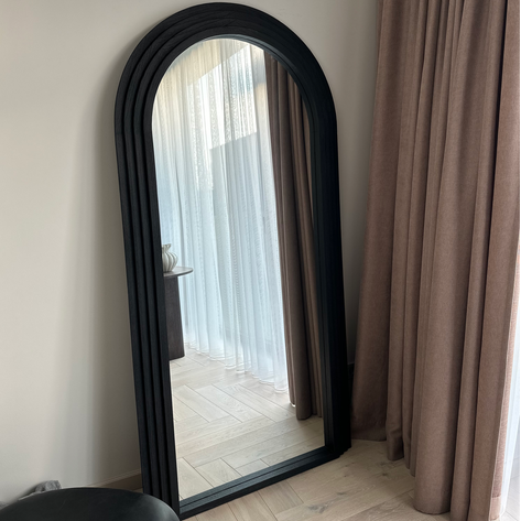 LUCE - ARKOS FORMATO PAKABINAMAS/PASTATOMAS MEDINIS VEIDRODIS, JUODOS SPALVOS, 200X100 CM