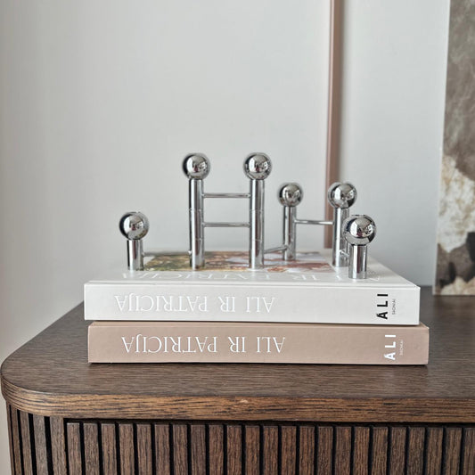 Metalinės žvakidės "WATER DROP", sidabro spalvos, 12x33 cm