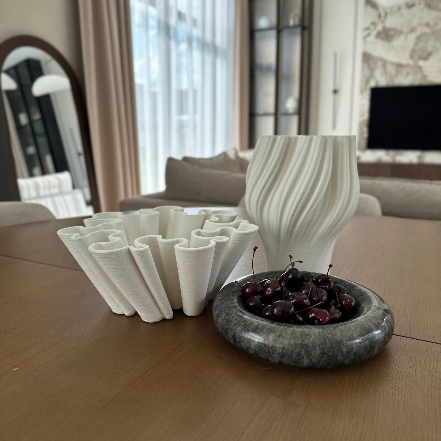 3D dubuo - vaza, baltos spalvos, 30x15 cm