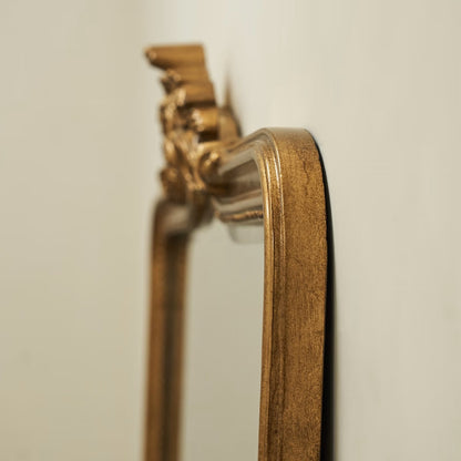 JAME - PAKABINAMAS/PASTATOMAS VEIDRODIS, KLASIKINIS AUKSO, MEDINIU RĖMU, 113X100 CM