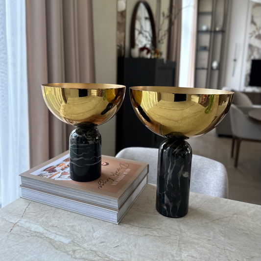 Dekoratyvinis dubuo, marmuriniu pagrindu, Ø20 cm