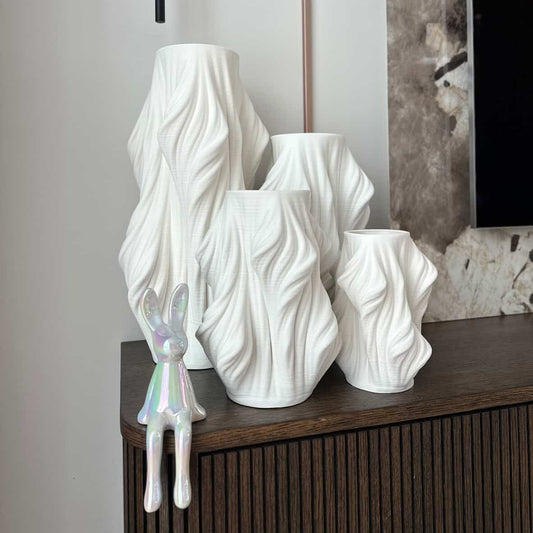 Vazų "MEDA" 4 vnt., baltos spalvos, 46x24x18/36x22x12/26x22x12/19x14x9 cm