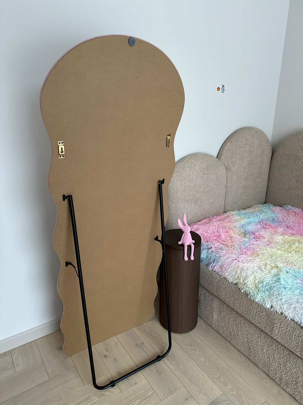 EVA - MEDŽIAGINIS PAKABINAMAS/PASTATOMAS VEIDRODIS, PELENŲ ROŽINĖS SPALVOS, 160X60 CM