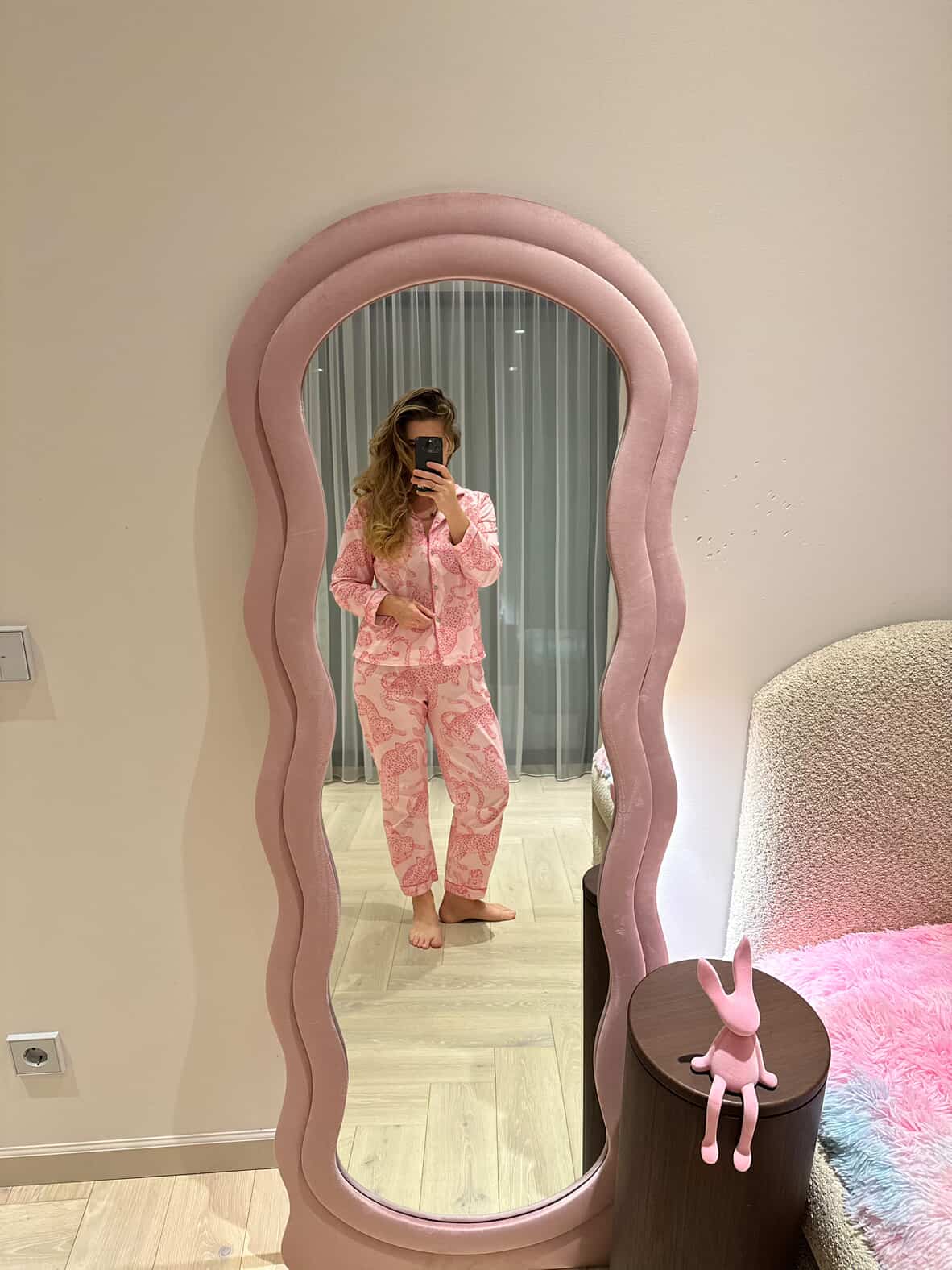 EVA - MEDŽIAGINIS PAKABINAMAS/PASTATOMAS VEIDRODIS, PELENŲ ROŽINĖS SPALVOS, 160X60 CM