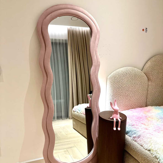 EVA - MEDŽIAGINIS PAKABINAMAS/PASTATOMAS SU ATRAMA VEIDRODIS, PELENŲ ROŽINĖS SPALVOS, 160X60 CM