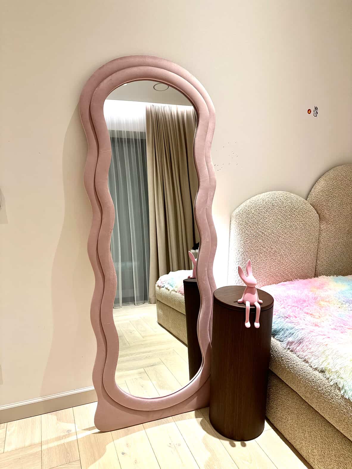 EVA - MEDŽIAGINIS PAKABINAMAS/PASTATOMAS VEIDRODIS, PELENŲ ROŽINĖS SPALVOS, 160X60 CM