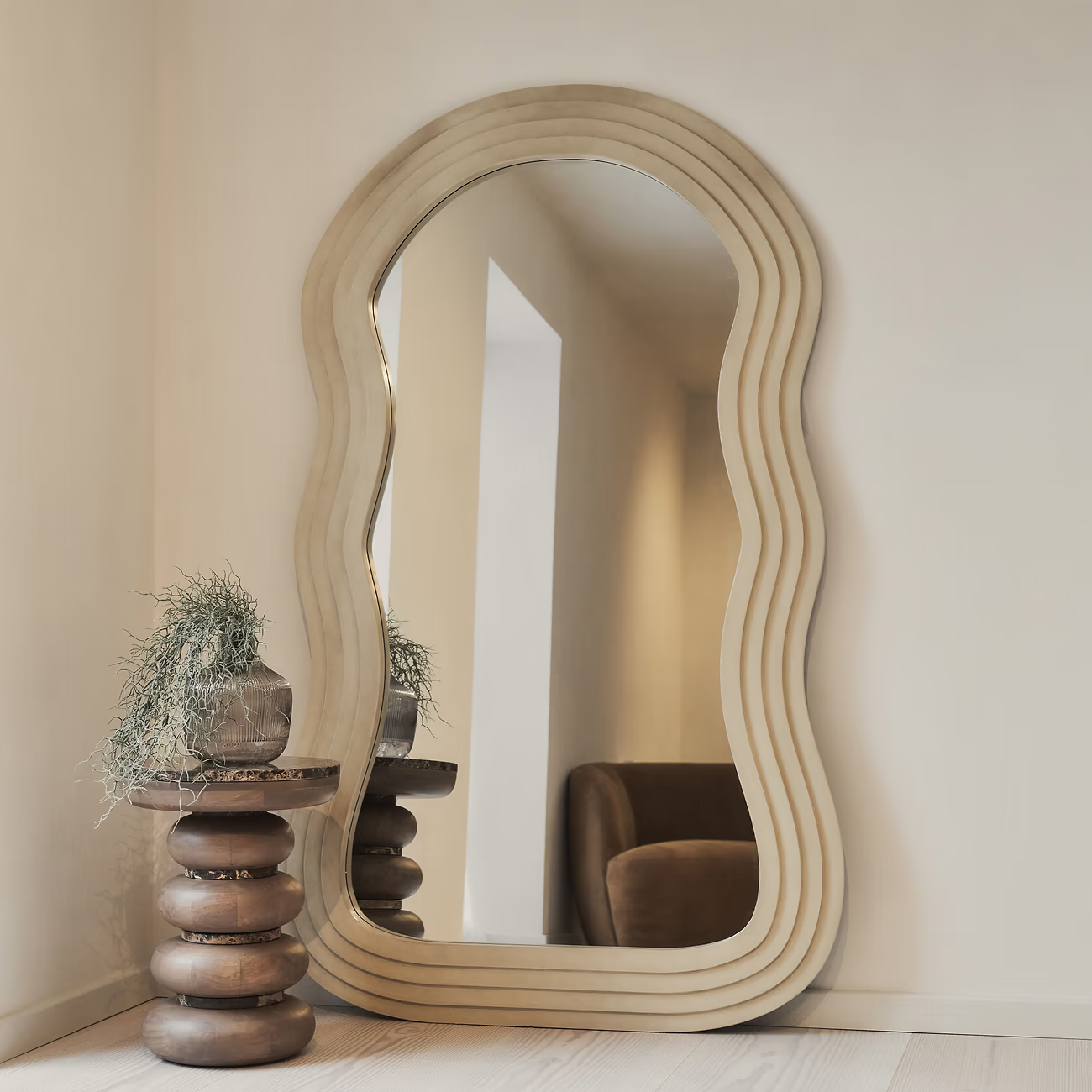 LUCE - ARKOS FORMATO PAKABINAMAS/PASTATOMAS MEDINIS VEIDRODIS, BETONO ATSPALVIO, 180X105 CM