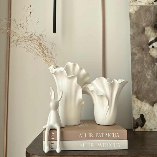 Matinių vazų, baltos spalvos, 2 vnt., 22x19/18x16 cm