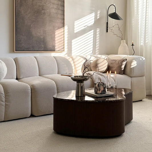 ALO - nestandartinės formos marmurinis staliukas, 96x69x35 cm