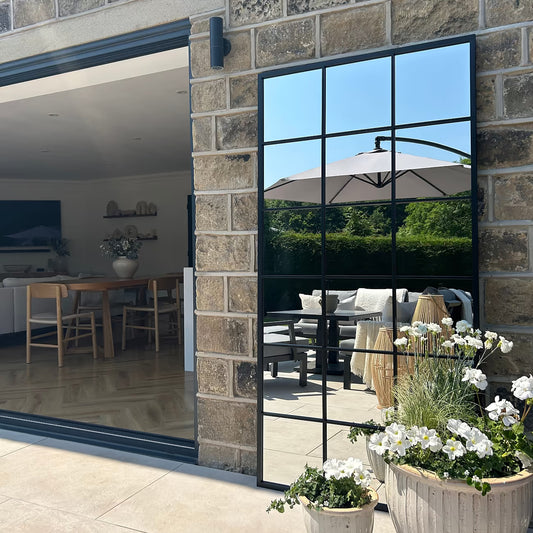 BROOK - STAČIAKAMPIS PAKABINAMAS/PASTATOMAS METALINIS VEIDRODIS, JUODOS SPALVOS, 180X90 CM