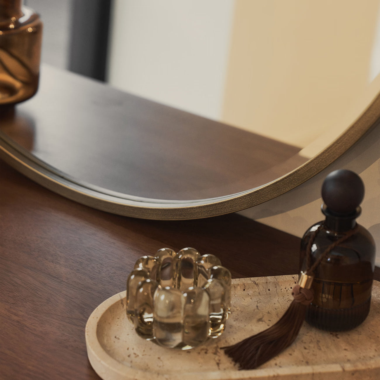 HIGI - APVALUS PAKABINAMAS/PASTATOMAS VEIDRODIS, AUKSO SPALVOS, METALINIU RĖMU, 80 CM