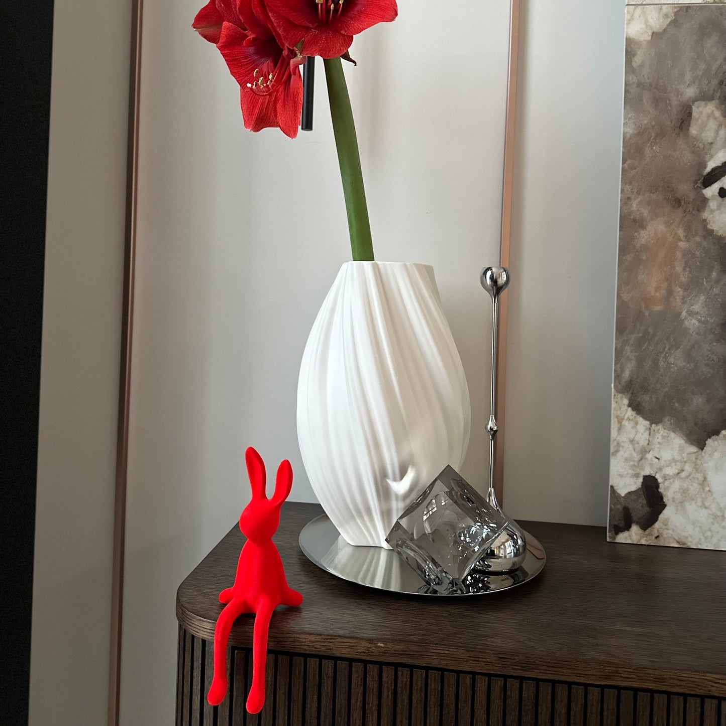 Vaza AURA, baltos spalvos, 34x22x12 cm