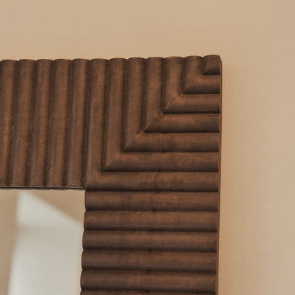 SLONE - STAČIAKAMPIO FORMOS PAKABINAMAS/PASTATOMAS MEDINIS VEIDRODIS, NATŪRALAUS MEDŽIO ATSPALVIO, 190X100 CM