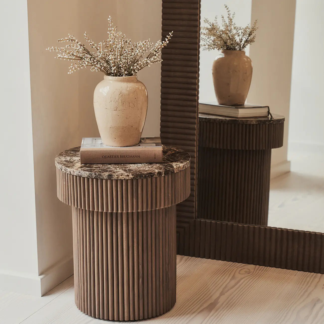 SLONE - STAČIAKAMPIO FORMOS PAKABINAMAS/PASTATOMAS MEDINIS VEIDRODIS, NATŪRALAUS MEDŽIO ATSPALVIO, 190X100 CM