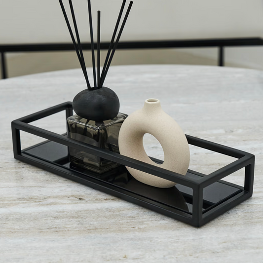 Metalinis padėklas, juodos spalvos, 30x10.5 cm