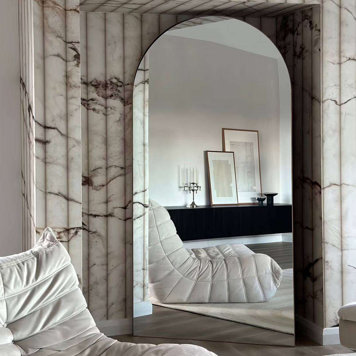 TEO - ARKOS FORMOS PAKABINAMAS/PASTATOMAS VEIDRODIS, AUKSINIU METALINIU RĖMU, 200X100 CM