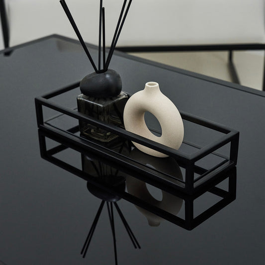 Metalinis padėklas, juodos spalvos, 31x11x6 cm